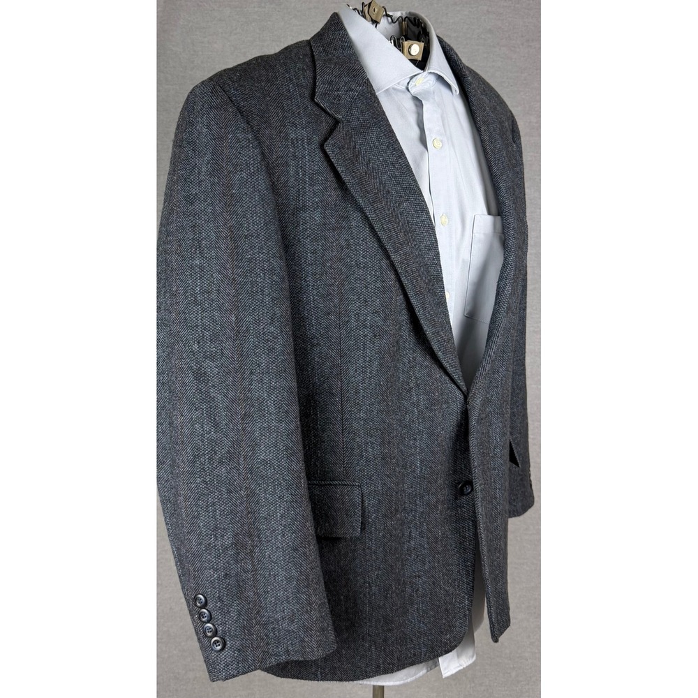 Vintage Bespoke‎ Mens Grey Herringbone Tweed Blazer Sport Coat Made in USA Eli